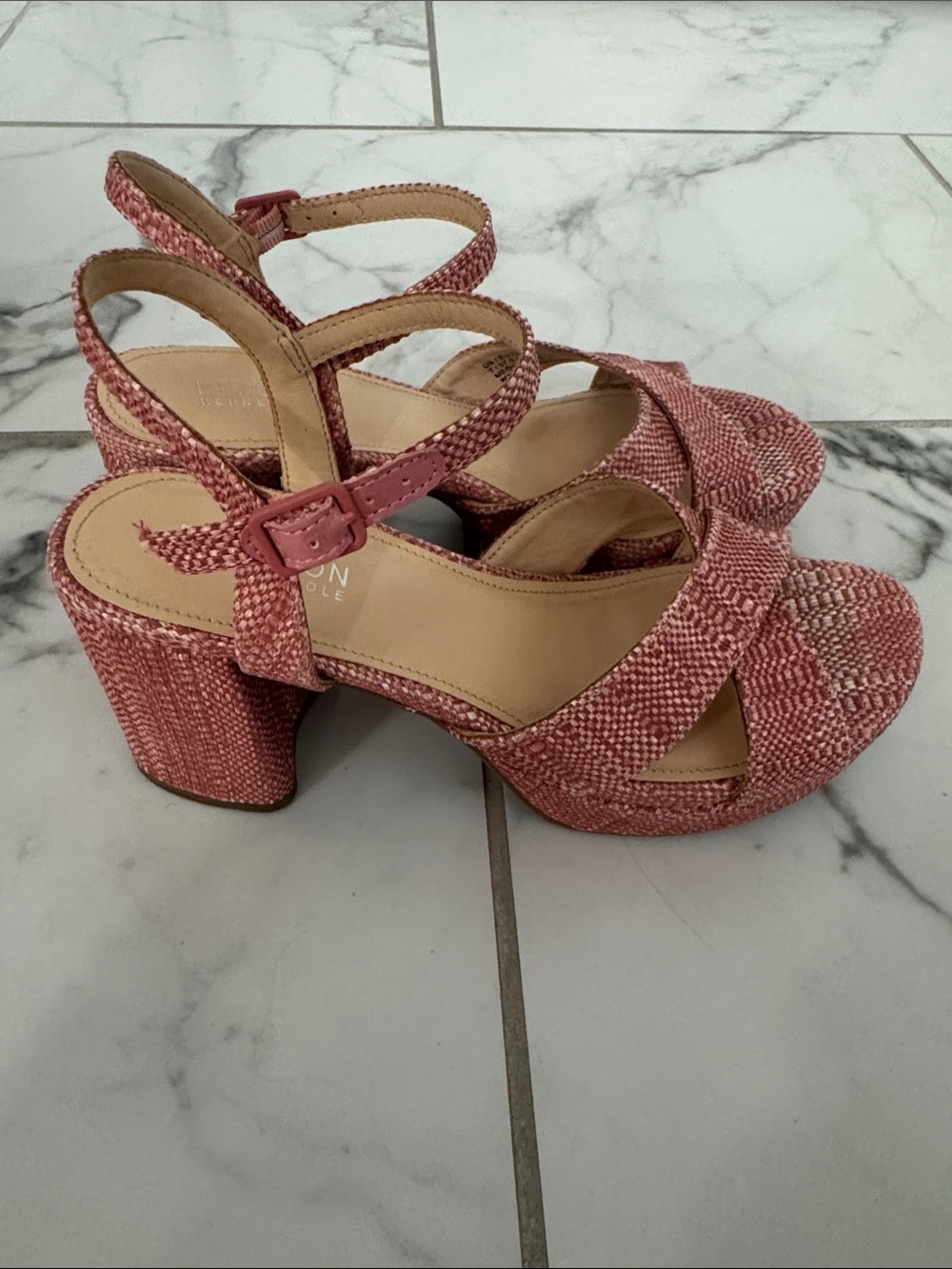 Kenneth Cole Reeva Pink Platform Sandals with Ankle Strap Sz 7